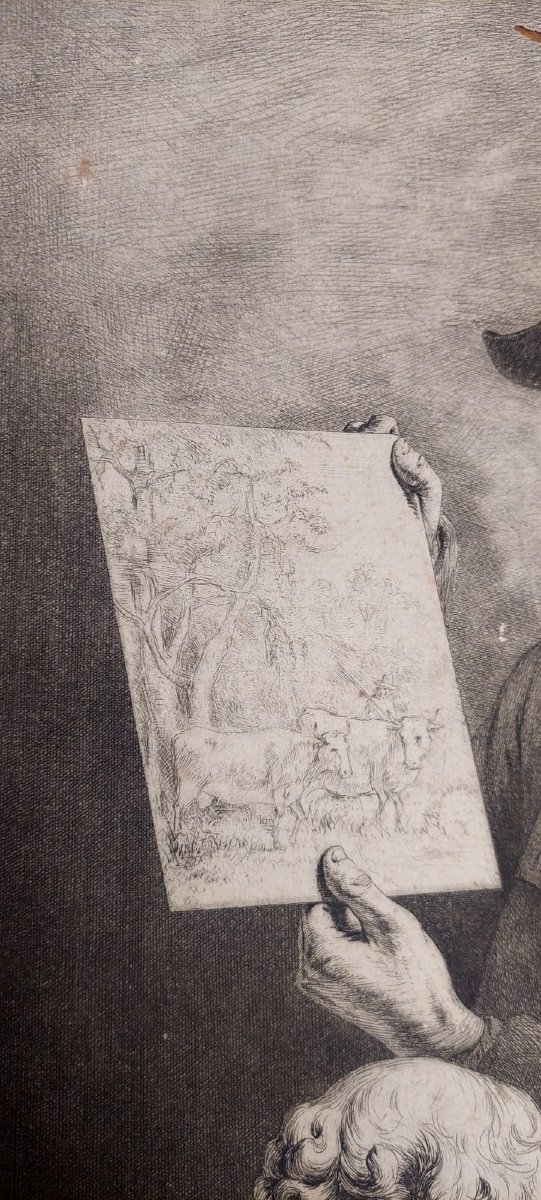 Autoportrait de Jean Jacques de Boisseau, 1796. Très rare.  Eau-forte imprimée sur papier vergé-photo-4