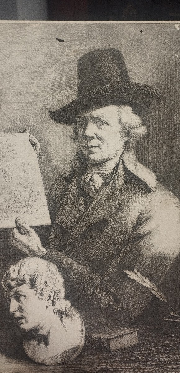 Autoportrait de Jean Jacques de Boisseau, 1796. Très rare.  Eau-forte imprimée sur papier vergé-photo-8