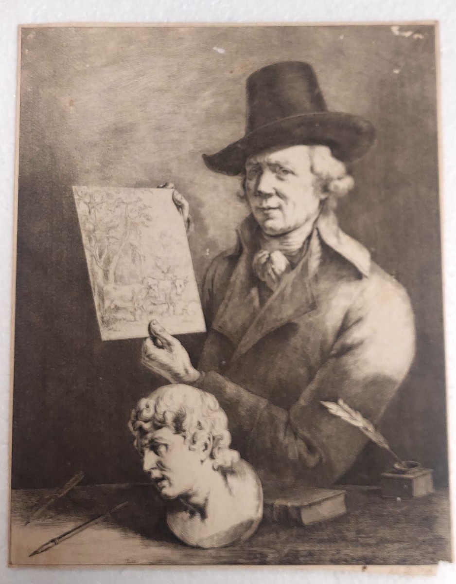 Autoportrait de Jean Jacques de Boisseau, 1796. Très rare.  Eau-forte imprimée sur papier vergé