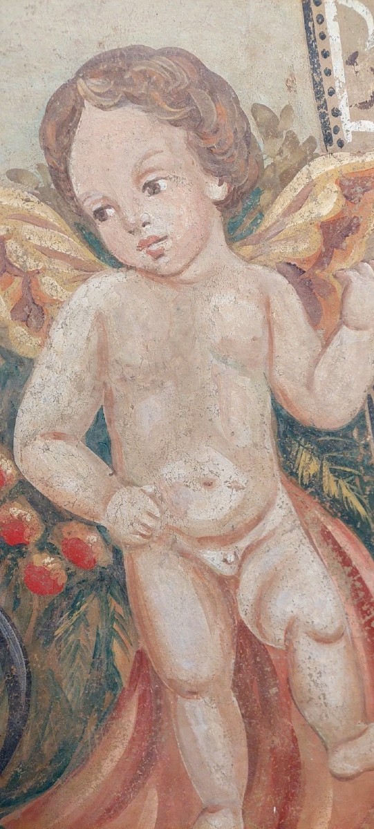 Allegory Large Panel Painted In Tempera On Canvas Decorative 170x80 Cm0-photo-4