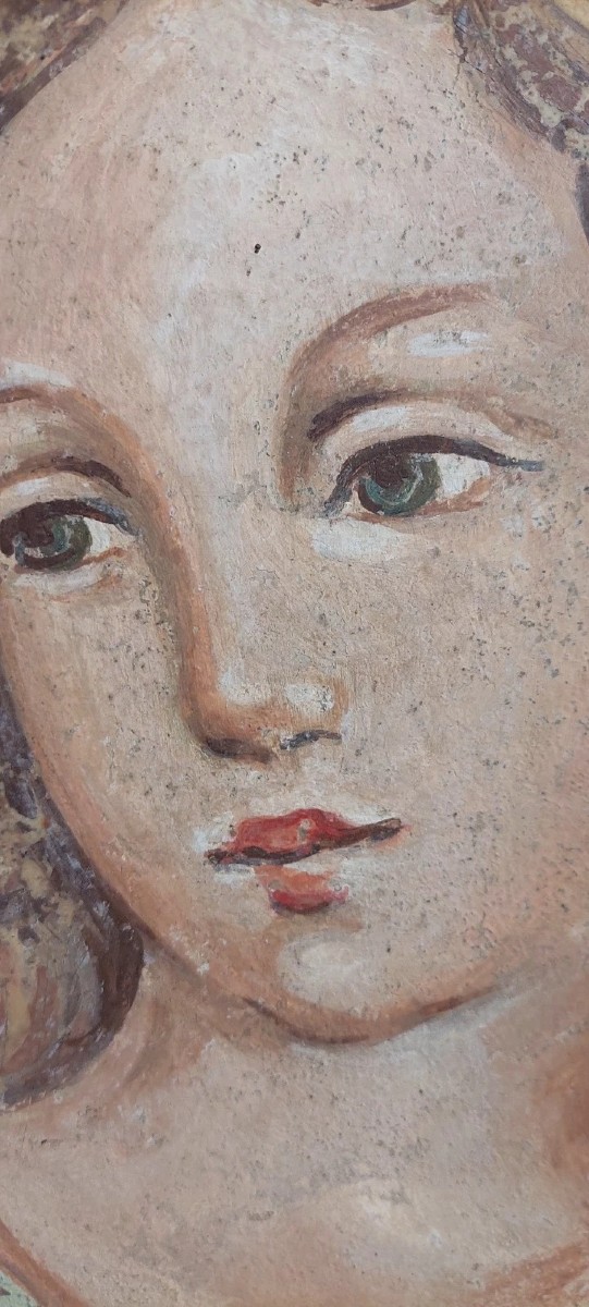 Allegory Large Panel Painted In Tempera On Canvas Decorative 170x80 Cm0-photo-1