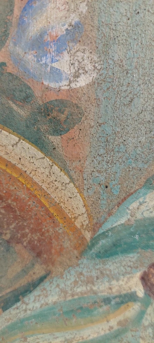 Allegory Large Panel Painted In Tempera On Canvas Decorative 170x80 Cm0-photo-2