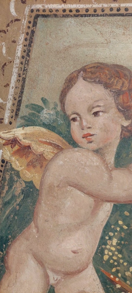 Allegory Large Panel Painted In Tempera On Canvas Decorative 170x80 Cm0-photo-3