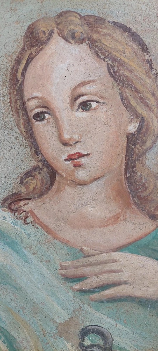 Allegory Large Panel Painted In Tempera On Canvas Decorative 170x80 Cm0-photo-4