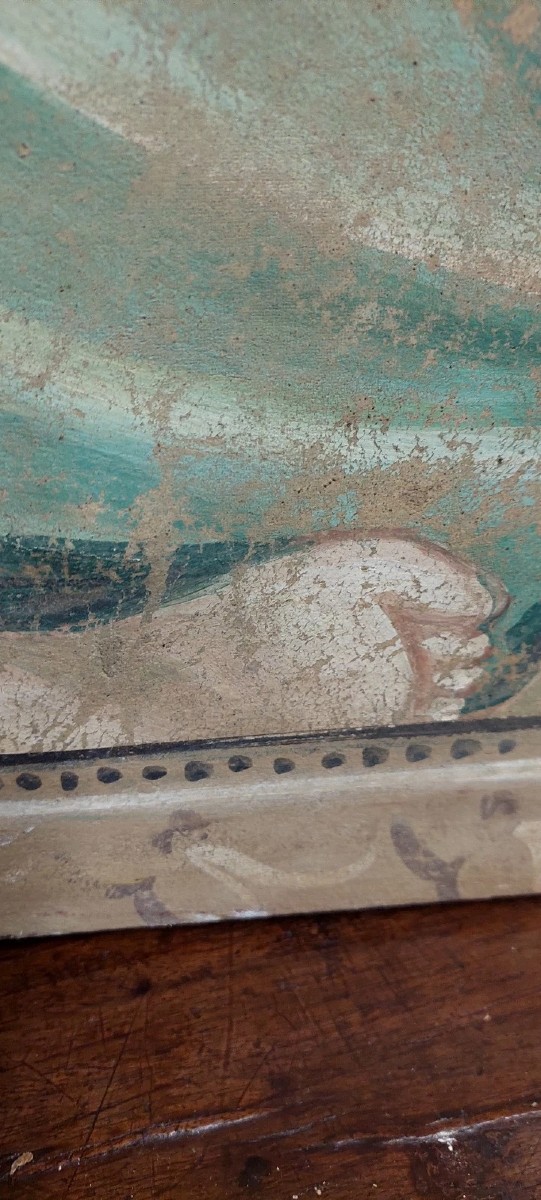 Allegory Large Panel Painted In Tempera On Canvas Decorative 170x80 Cm0-photo-6