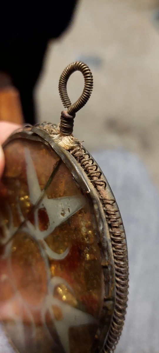 EX-VOTO ANCIEN DU XIXE SIÈCLE, FEUILLE DORÉE DOUBLE FACE-photo-3