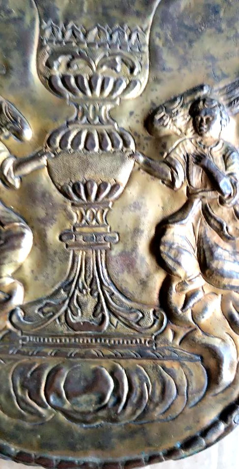 Antique Tabernacle Door - Baroque Gilded Brass Embossment-photo-6