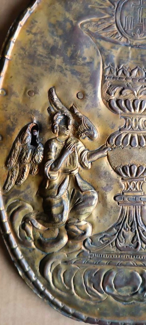 Antique Tabernacle Door - Baroque Gilded Copper Embossment-photo-2