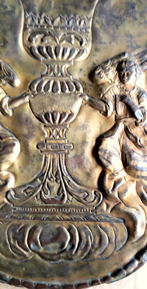 Antique Tabernacle Door - Baroque Gilded Copper Embossment-photo-6