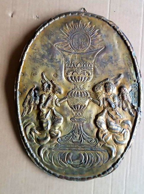 Antique Tabernacle Door - Baroque Gilded Brass Embossment