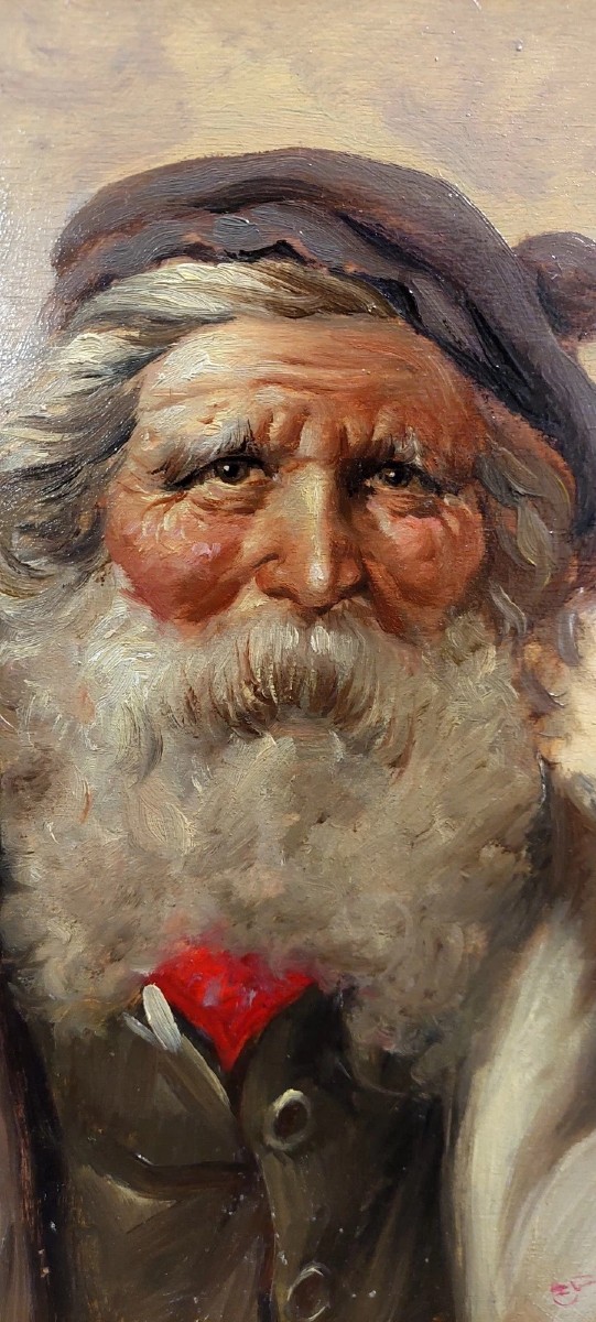 Oil Painting On Wood Portrait Of The Character Athos Renzo Brioschi 1910-2000-photo-4