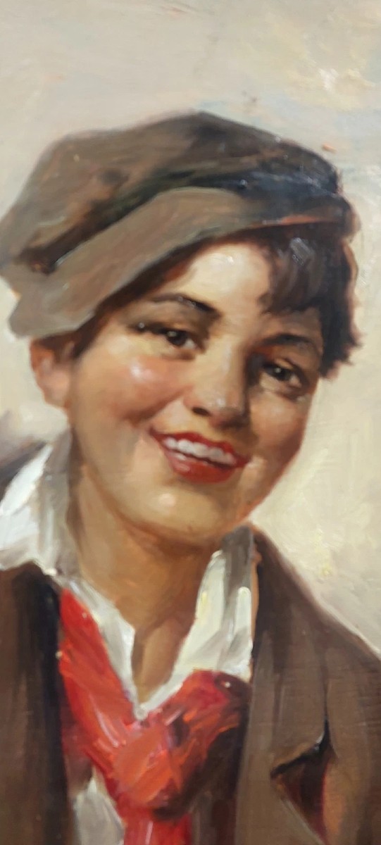 Peinture à l'huile sur bois, portrait du personnage d'Athos, Renzo Brioschi (1910-2000)-photo-3