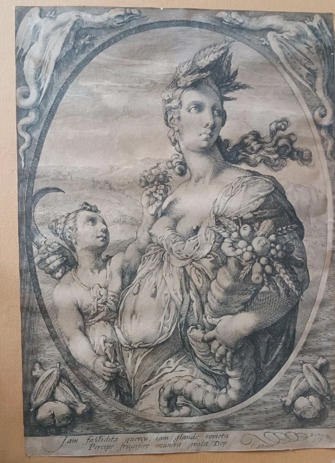 Gravure au burin. Cérès - Hendrik Goltzius (1558-1617) CÉRÈS-photo-1