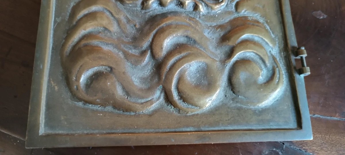 Porte antique en bronze massif, œuvre d'art sacré, IHS  - 3,2 kg-photo-1