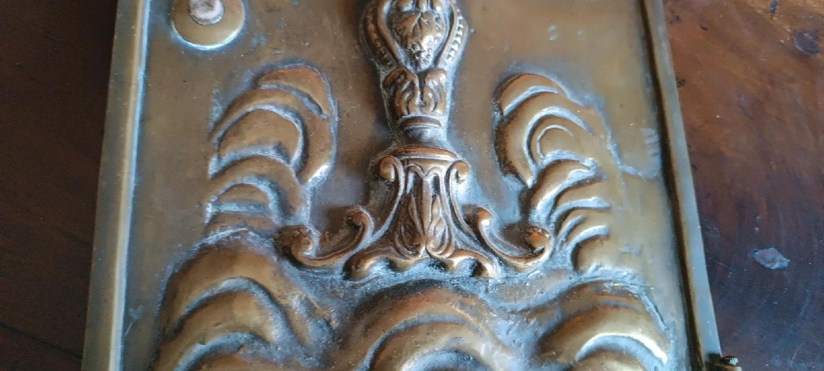 Porte antique en bronze massif, œuvre d'art sacré, IHS  - 3,2 kg-photo-2