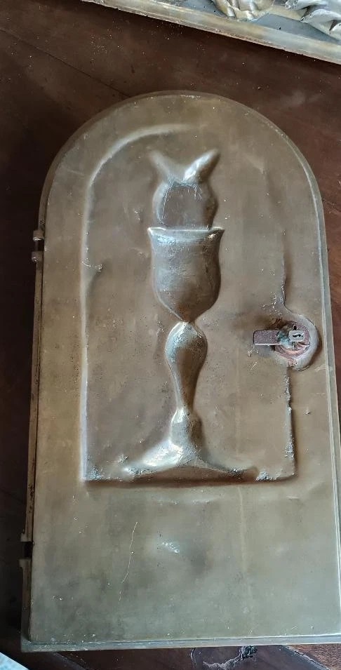 Porte antique en bronze massif, œuvre d'art sacré, IHS  - 3,2 kg-photo-4