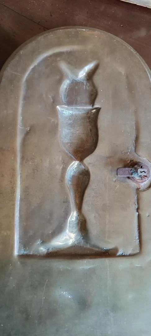 Porte antique en bronze massif, œuvre d'art sacré, IHS  - 3,2 kg-photo-5