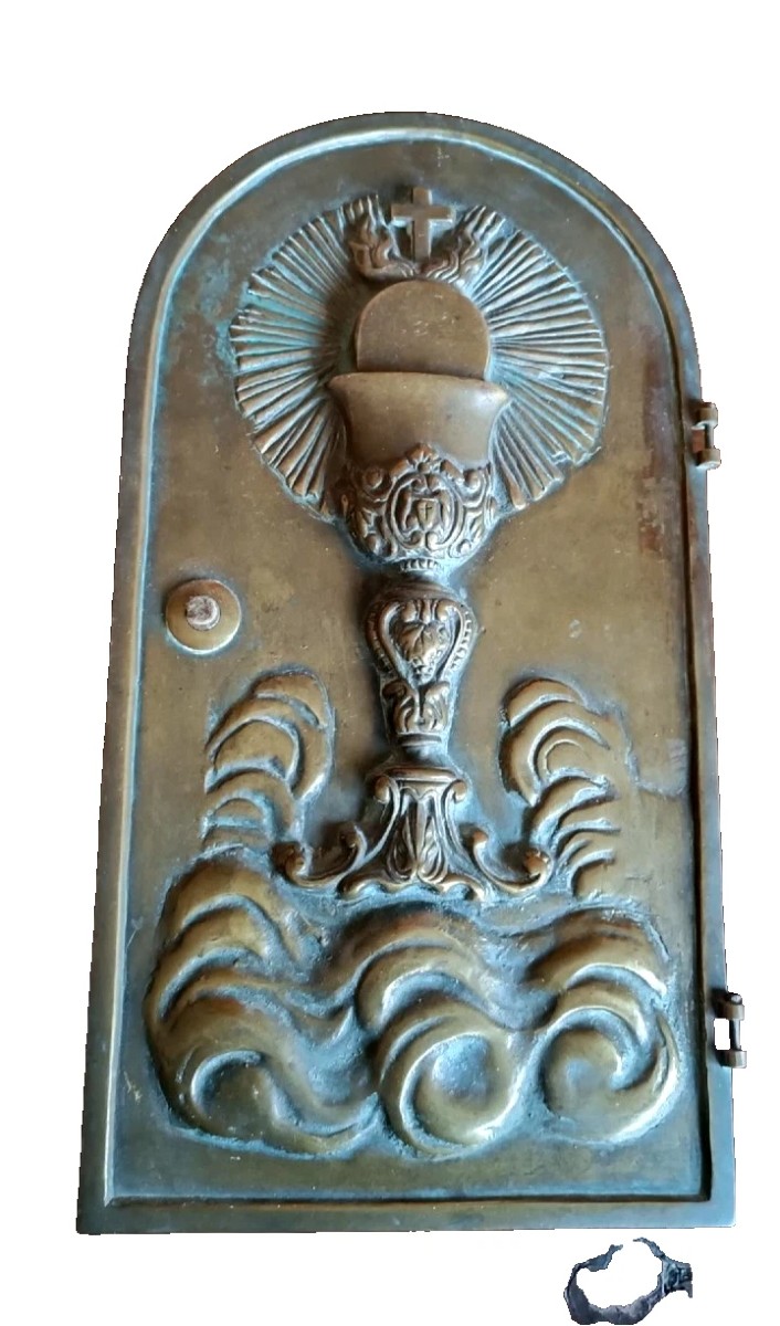 Porte antique en bronze massif, œuvre d'art sacré, IHS  - 3,2 kg
