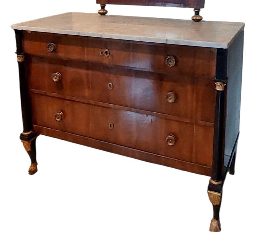Empire Chest Of Drawers With Mirror - Early 19th Century Italy (lucca)-photo-4
