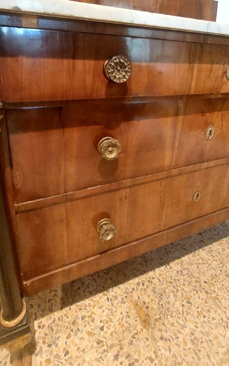 Empire Chest Of Drawers With Mirror - Early 19th Century Italy (lucca)-photo-5