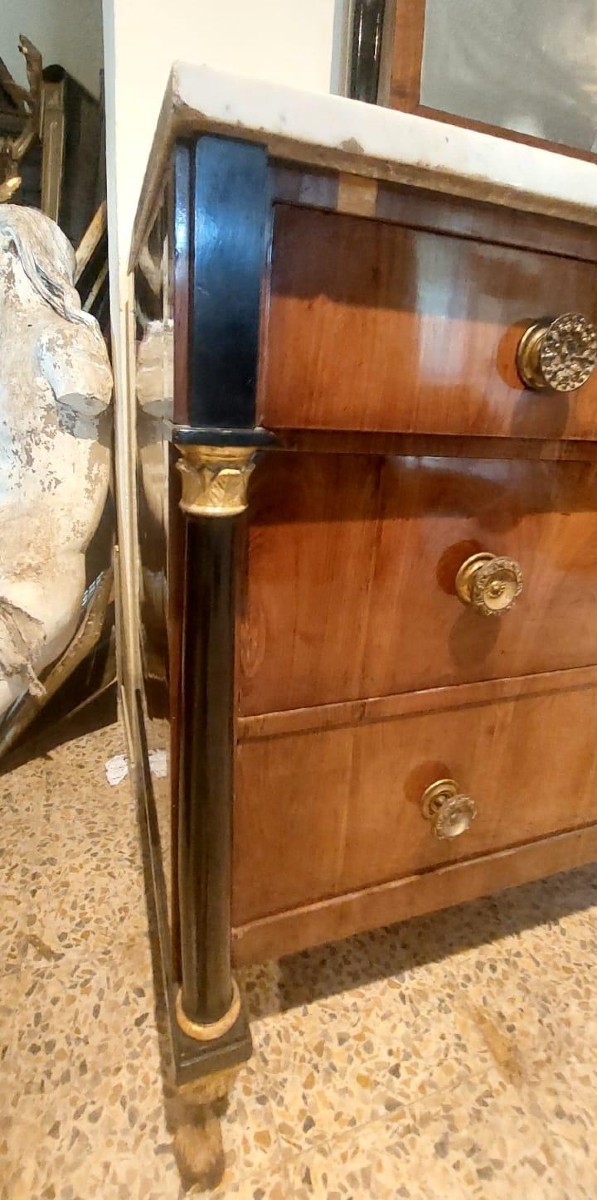 Empire Chest Of Drawers With Mirror - Early 19th Century Italy (lucca)-photo-6