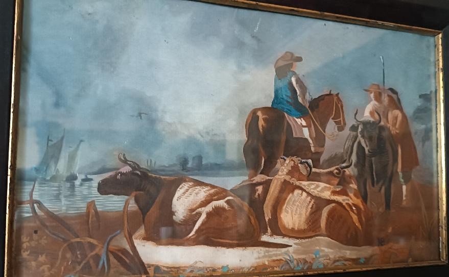 Peinture à La Détrempe Ancienne Sur Papier, école Italienne Du XVIIIe Siècle-photo-4