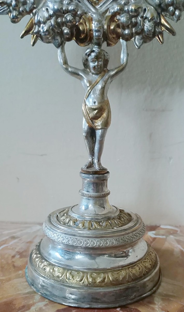 Silver-plated Metal Ray Monstrance From The Late 19th Century, Italian Manufacture-photo-2