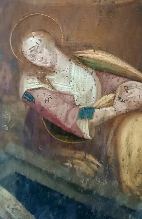 Peinture ancienne sur cuivre, école flamande, XVIIe siècle, représentant un saint-photo-1