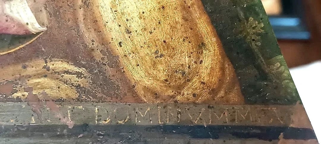 Peinture ancienne sur cuivre, école flamande, XVIIe siècle, représentant un saint-photo-4