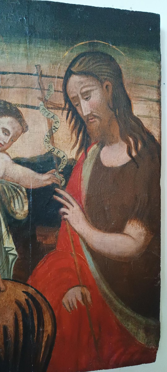 Panneau peint ancien - Sainte Famille - École vénitienne-crétoise, XVIe siècle-photo-4