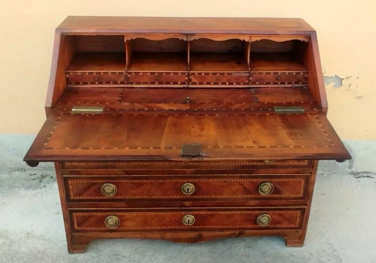 Antique Tuscan Louis XVI Period Bureau,-photo-4