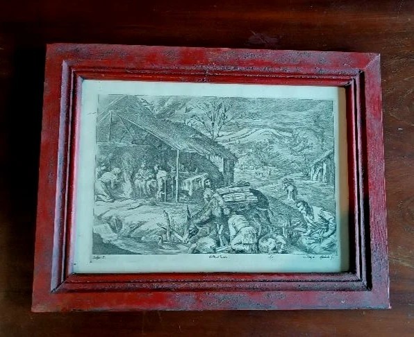 9 Antique Etchings - Landscapes, Pastoral Scenes - Bassano - Engraver Troyen - 1660-photo-4