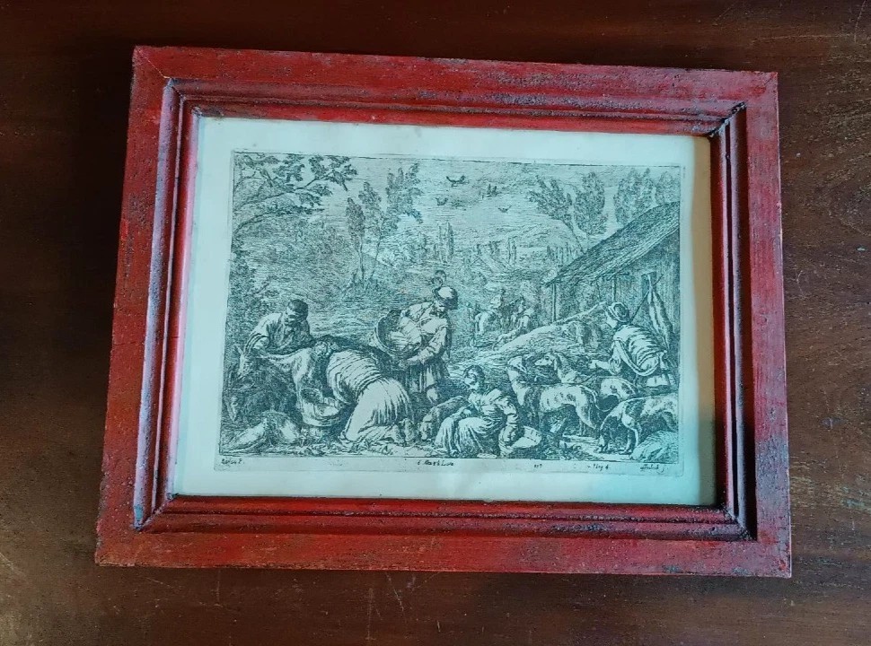 9 Antique Etchings - Landscapes, Pastoral Scenes - Bassano - Engraver Troyen - 1660-photo-1