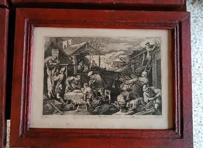 9 Antique Etchings - Landscapes, Pastoral Scenes - Bassano - Engraver Troyen - 1660-photo-5