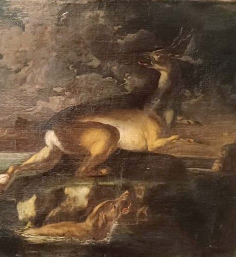 Hunting Scene - Ancient Painting 17th Century Flemish School 98x76 Cm-photo-5