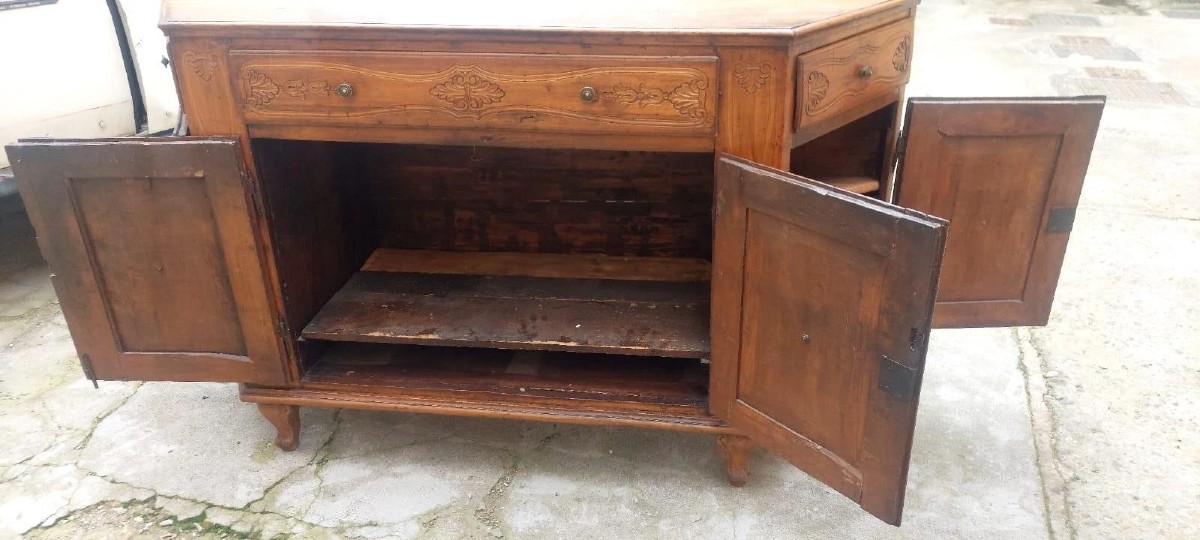 Large Antique Venetian 18th Century Solid Cherry Sideboard-photo-3