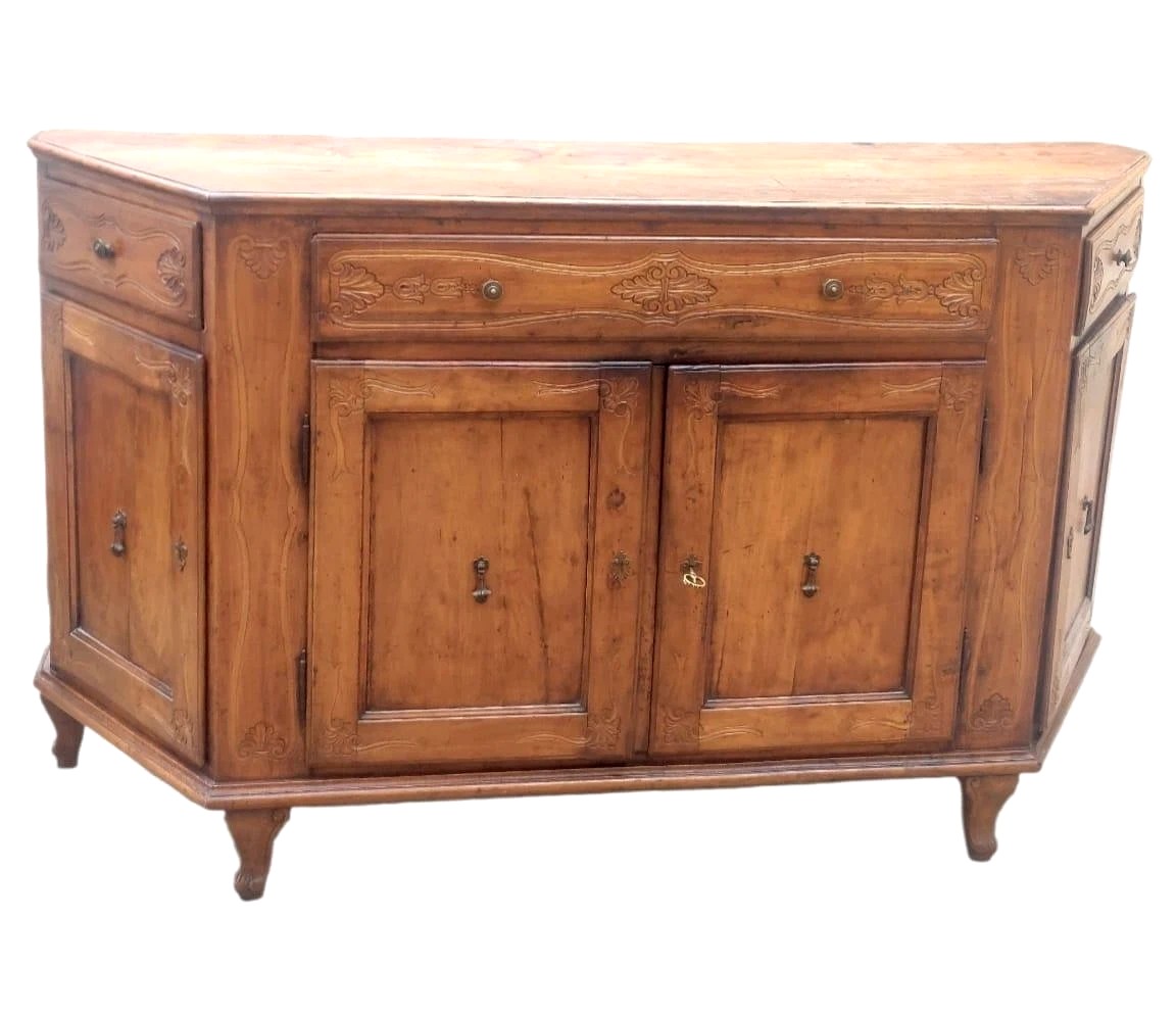 Large Antique Venetian 18th Century Solid Cherry Sideboard