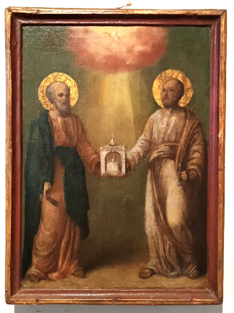 Peinture sur bois, icône ancienne de Saint Pierre et Paul-photo-2