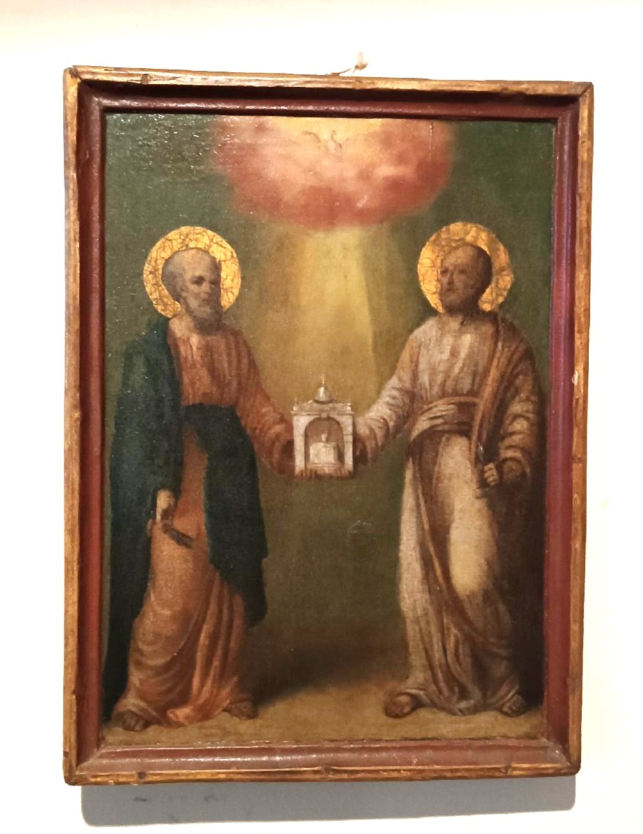 Peinture sur bois, icône ancienne de Saint Pierre et Paul