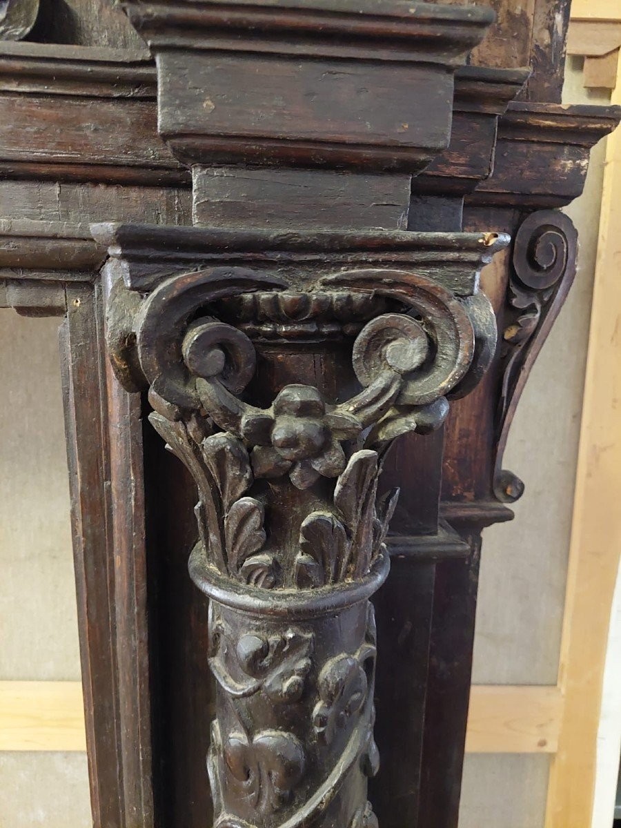 Large Aedicule Carved Frame Renaissance Style 17th Century Italy-photo-1