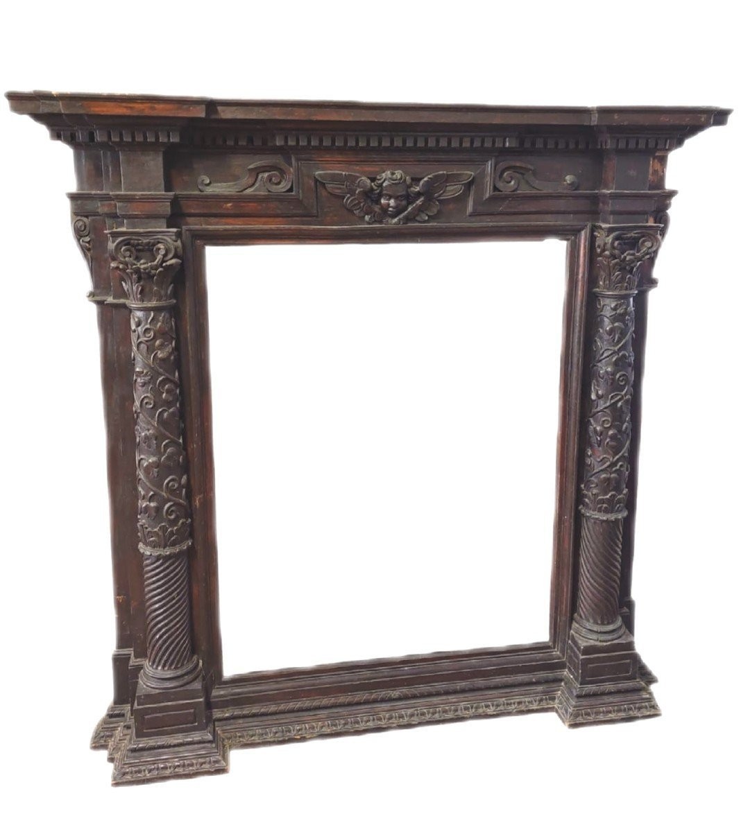 Large Aedicule Carved Frame Renaissance Style 17th Century Italy