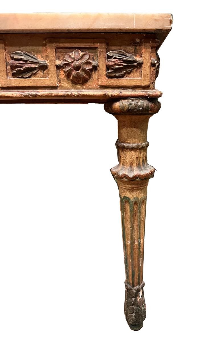 Louis XVI Table Lacquered And Gilded With Marble Top-photo-2