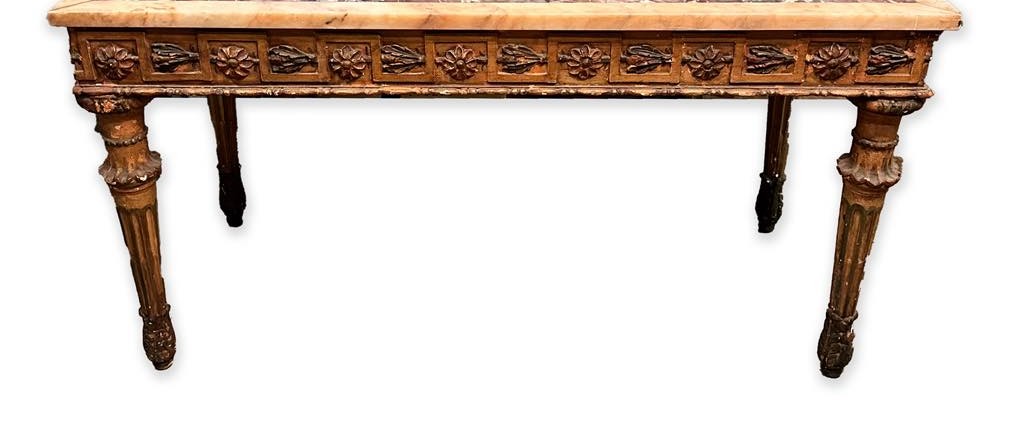 Louis XVI Table Lacquered And Gilded With Marble Top-photo-4