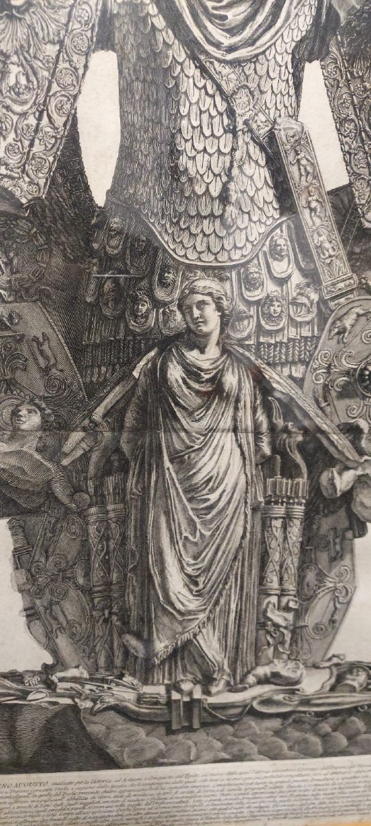 Grande gravure Giovanni Battista Piranesi.   Trophées d'Octave Auguste. 1753 -photo-8