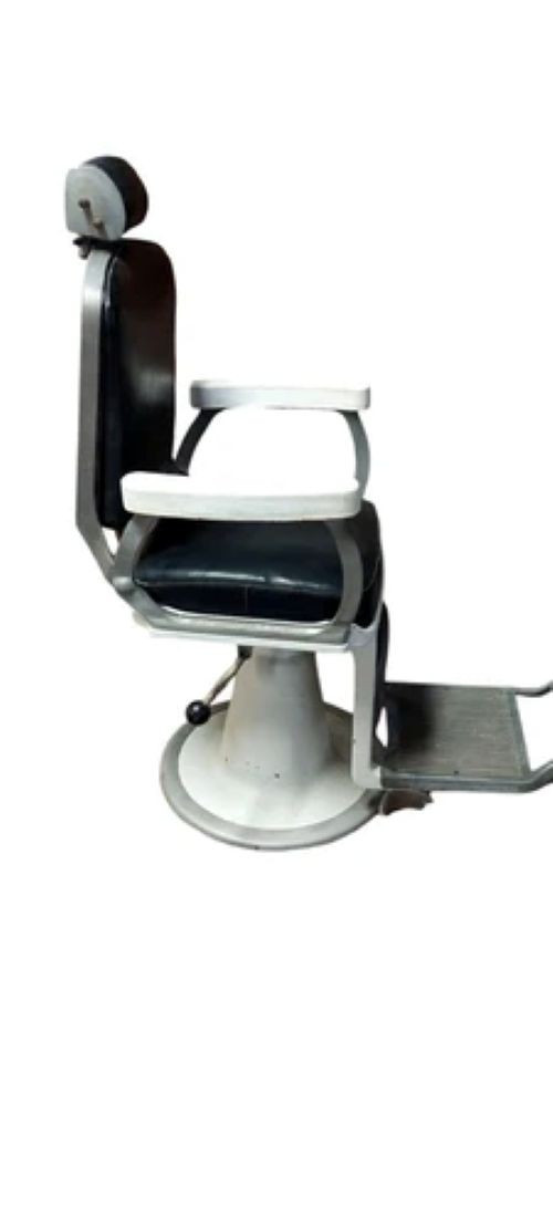 Antique Barber Chair From The 50s/60s (original) Vintage Aluminum Leather-photo-4