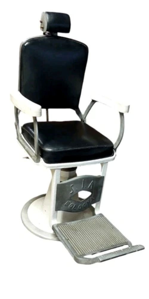 Antique Barber Chair From The 50s/60s (original) Vintage Aluminum Leather