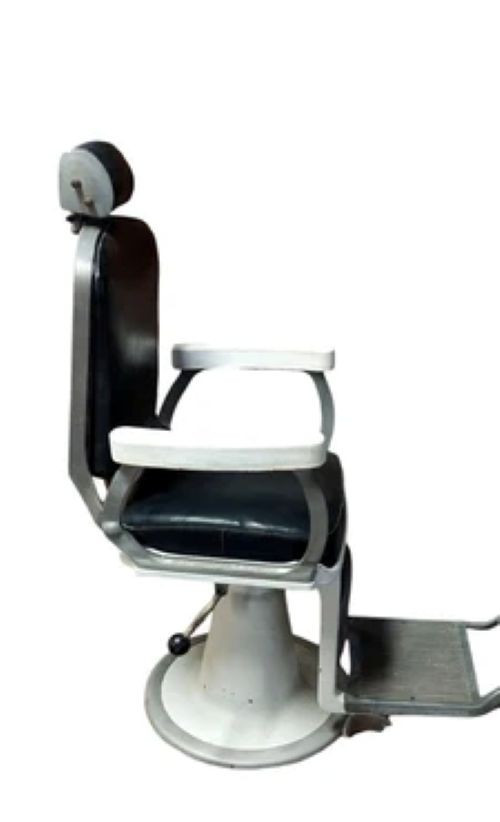 Antique Barber Chair From The 50s/60s (original) Vintage Aluminum Leather-photo-1