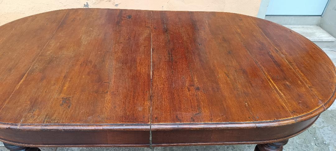 Antique Oval Extendable Walnut Table--photo-4