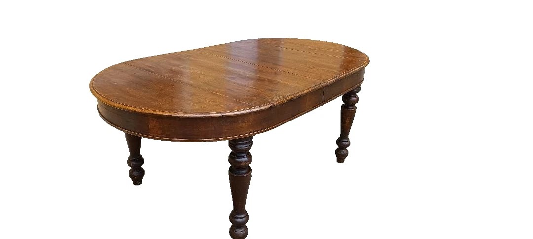 Antique Oval Extendable Walnut Table--photo-2