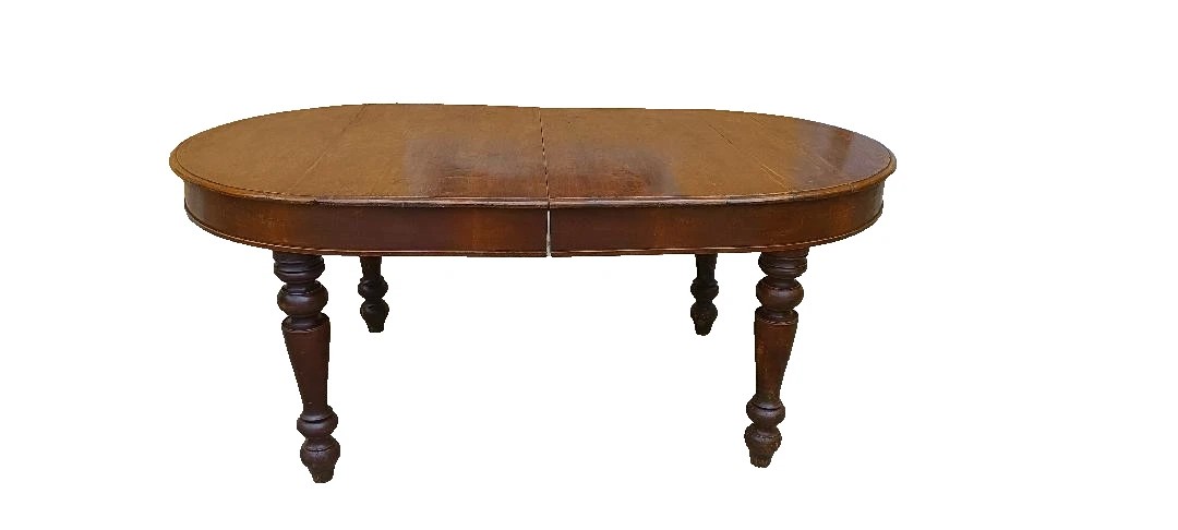 Antique Oval Extendable Walnut Table-